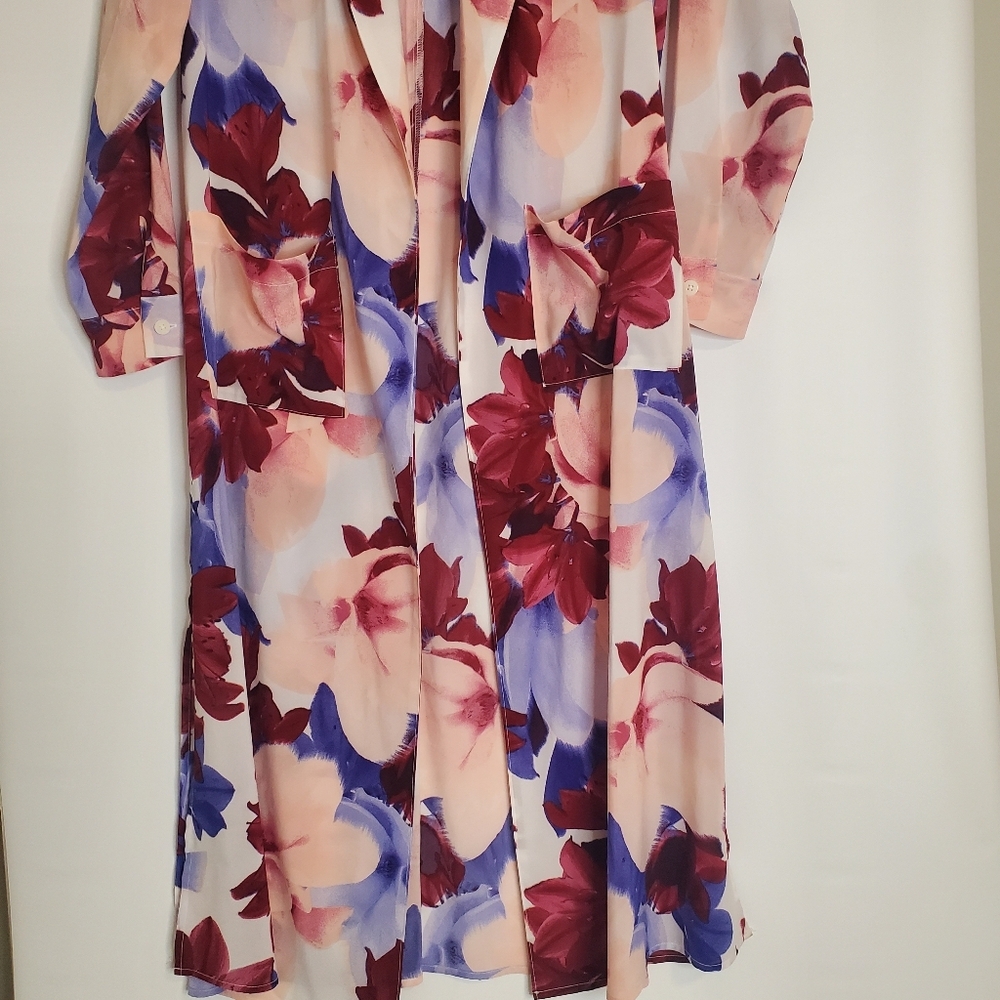 G.I.L.I. Size XXS Petite open front feminine floral maxi kimono duster - Picture 4 of 12